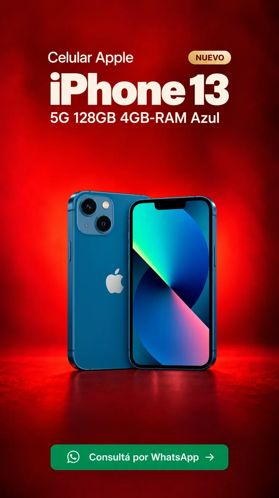 iPhone 13 5G 128GB 4GB RAM Azul (nuevo) ₡199,900