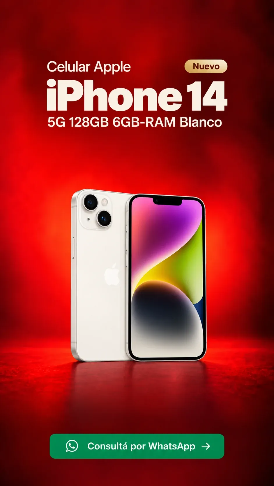 iPhone 14 5G 128GB 6GB RAM Blanco (nuevo) ₡227,500