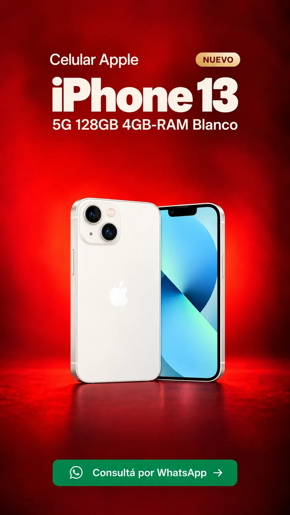 iPhone 13 5G 128GB 4GB RAM Blanco (nuevo) ₡199,900