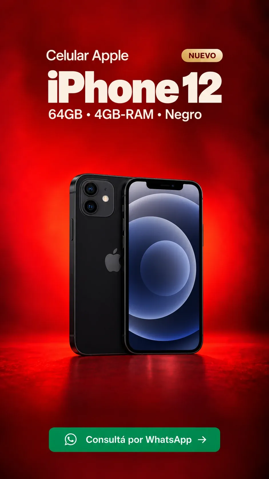 iPhone 12 64GB 4GB RAM Negro (nuevo) ₡165,900
