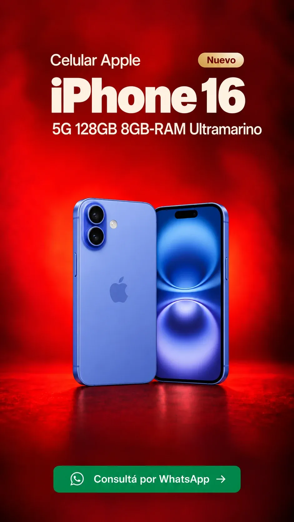 iPhone 16 5G 128GB 8GB RAM Ultramarino (nuevo) ₡399,900