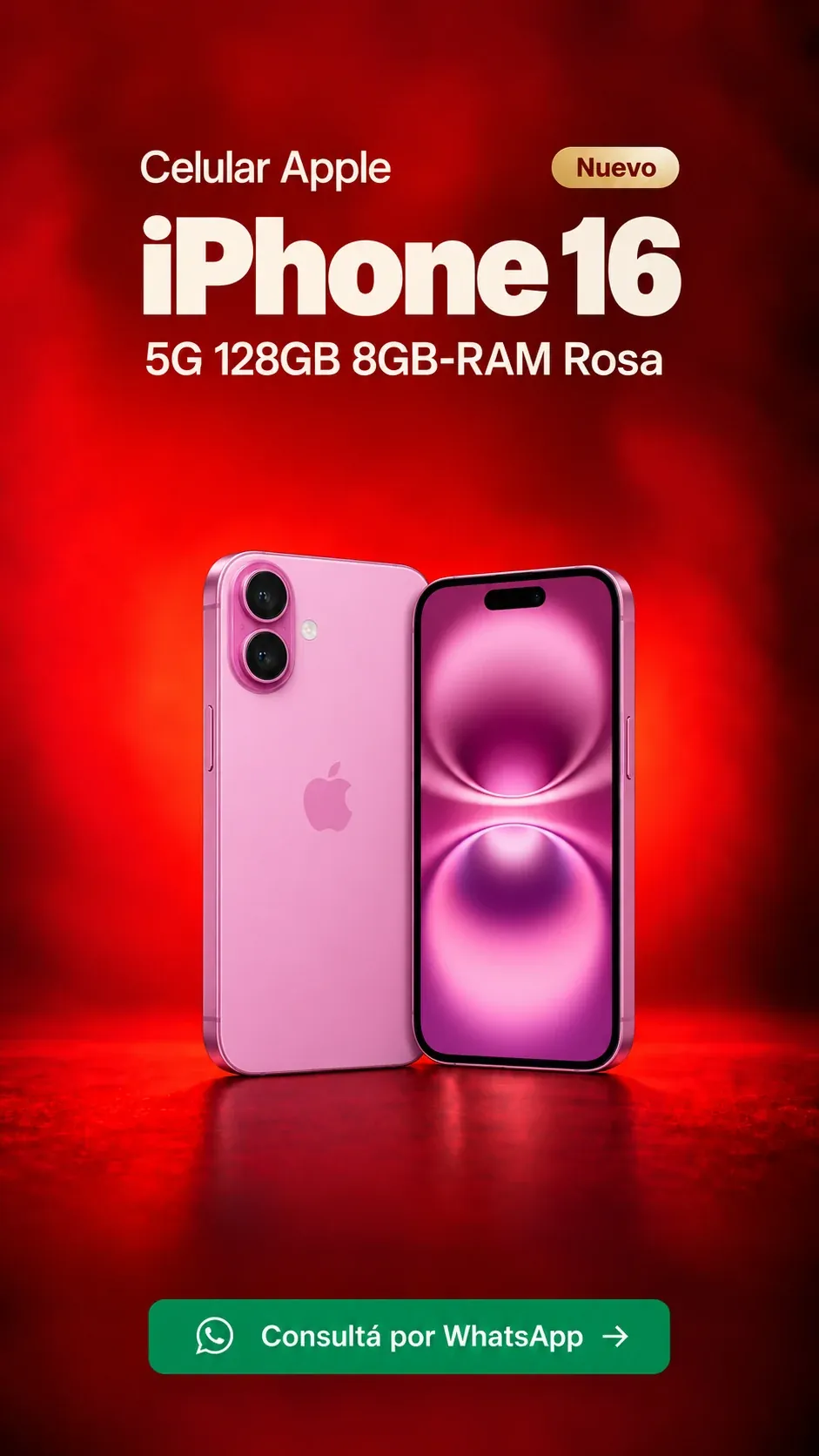 iPhone 16 5G 128GB 8GB RAM Rosa (nuevo) ₡399,900