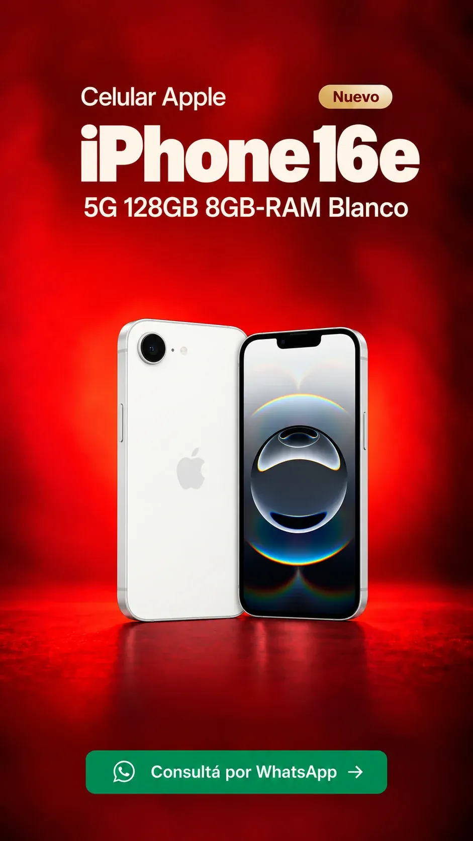 iPhone 16e 5G 128GB 8GB RAM Blanco (nuevo) ₡299,900