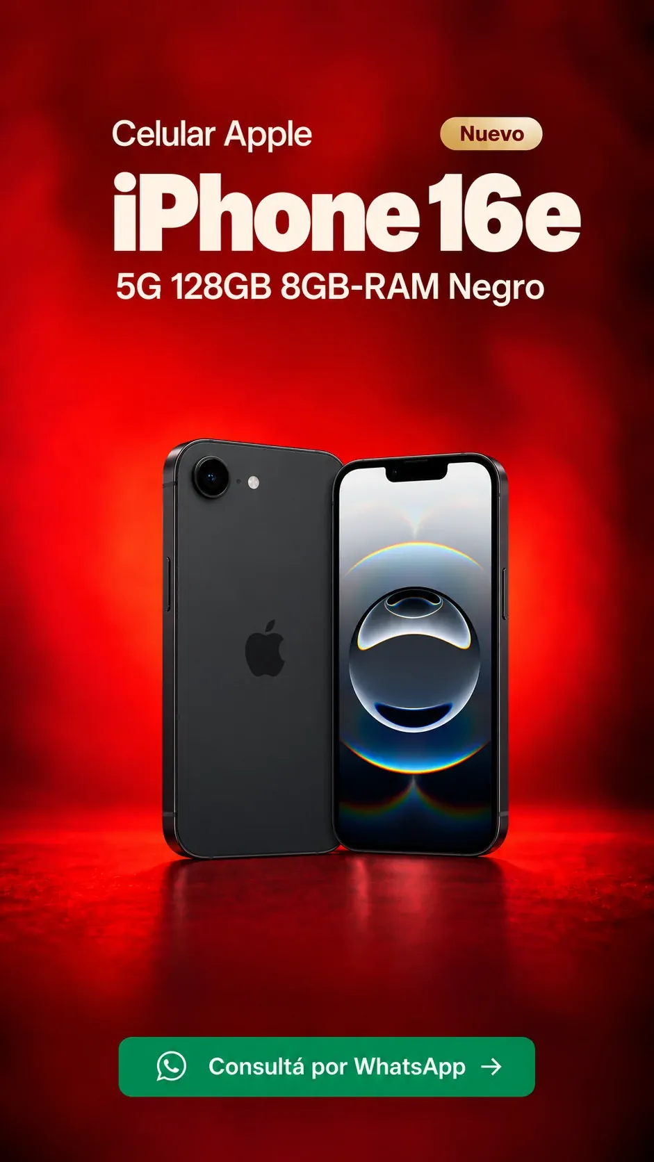 iPhone 16e 5G 128GB 8GB RAM Negro (nuevo) ₡299,900
