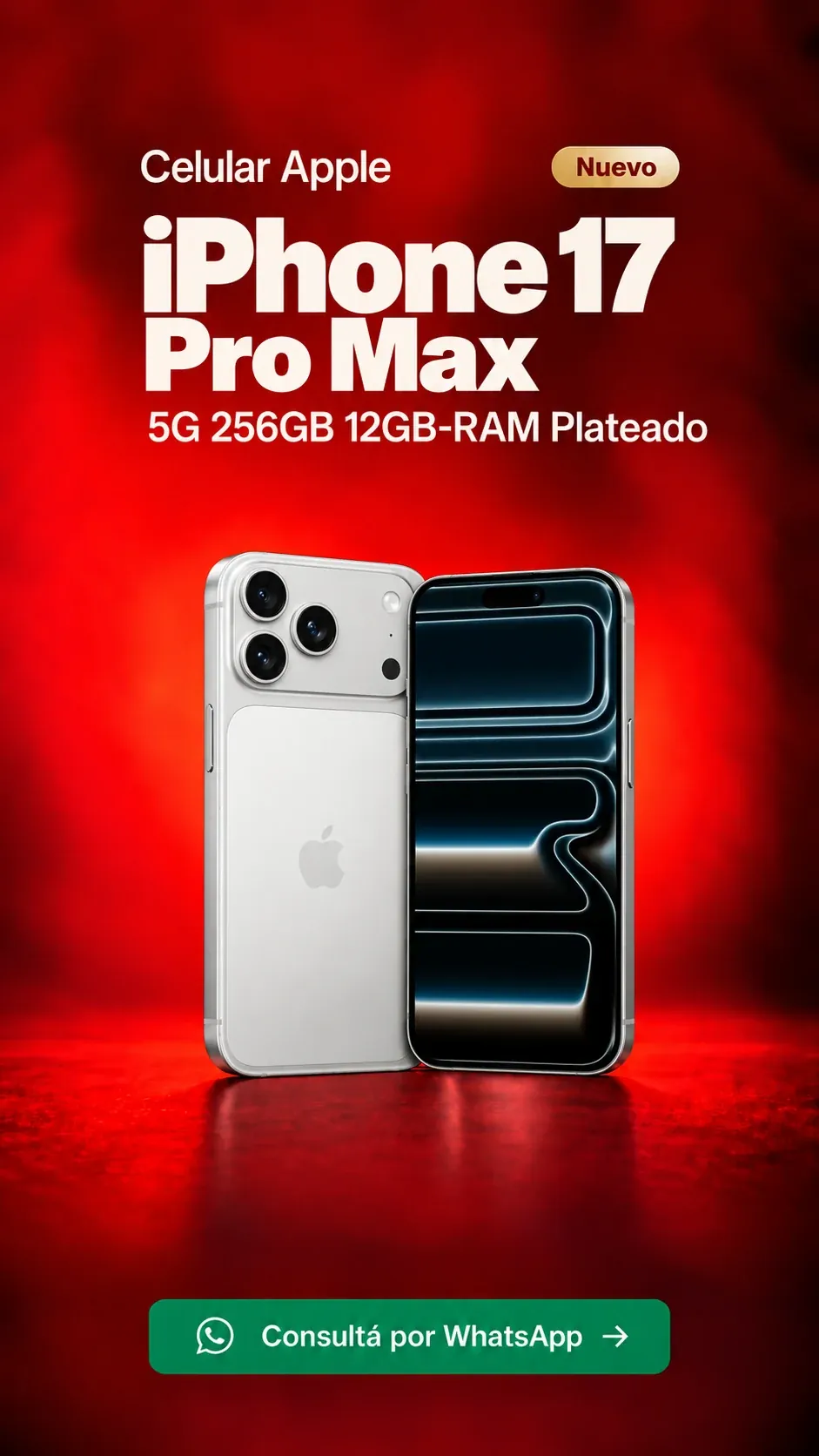 iPhone 17 Pro Max 5G 256GB 12GB RAM Plateado (nuevo) ₡720,900