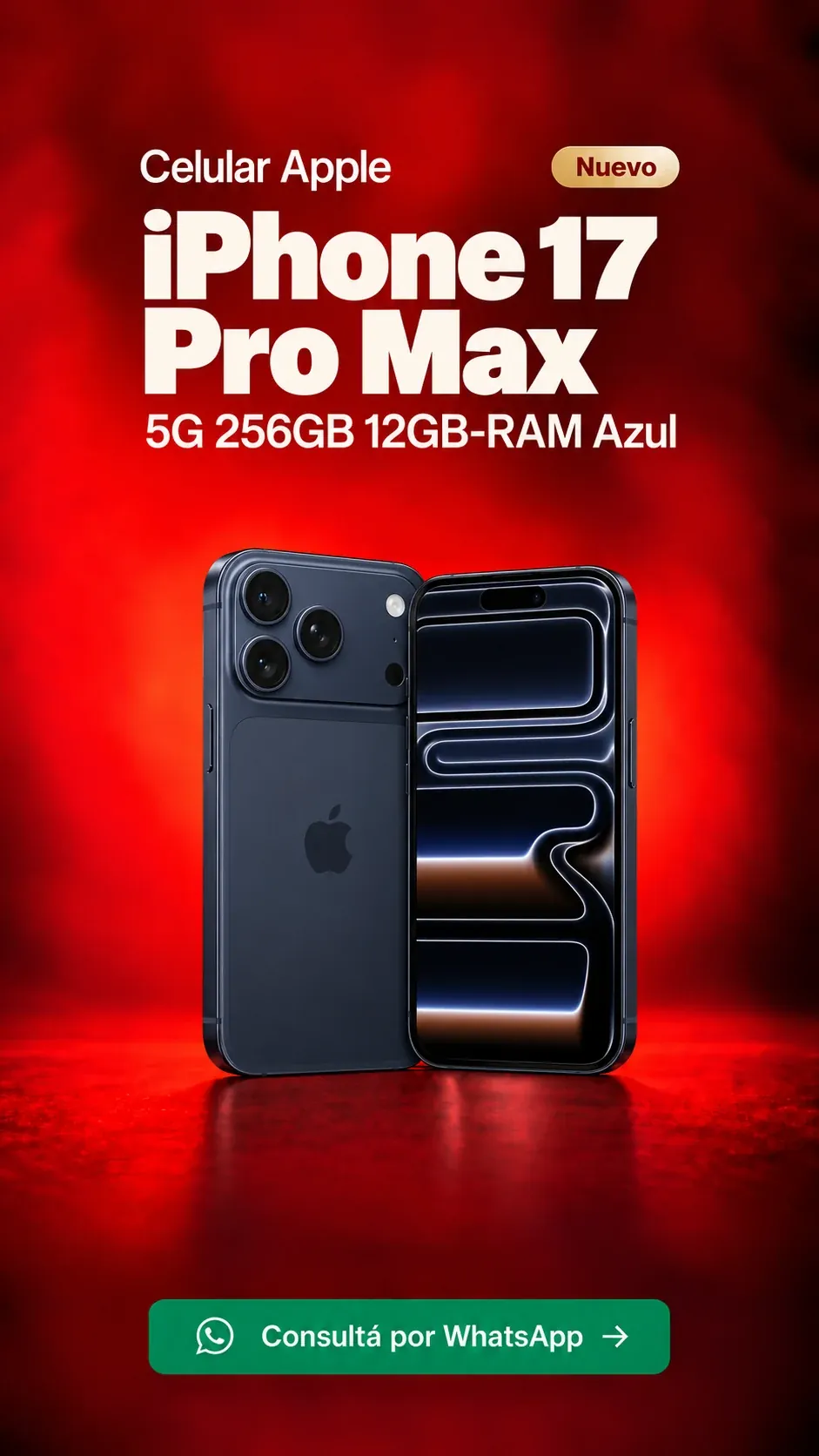 iPhone 17 Pro Max 5G 256GB 12GB RAM Azul (nuevo) ₡720,900