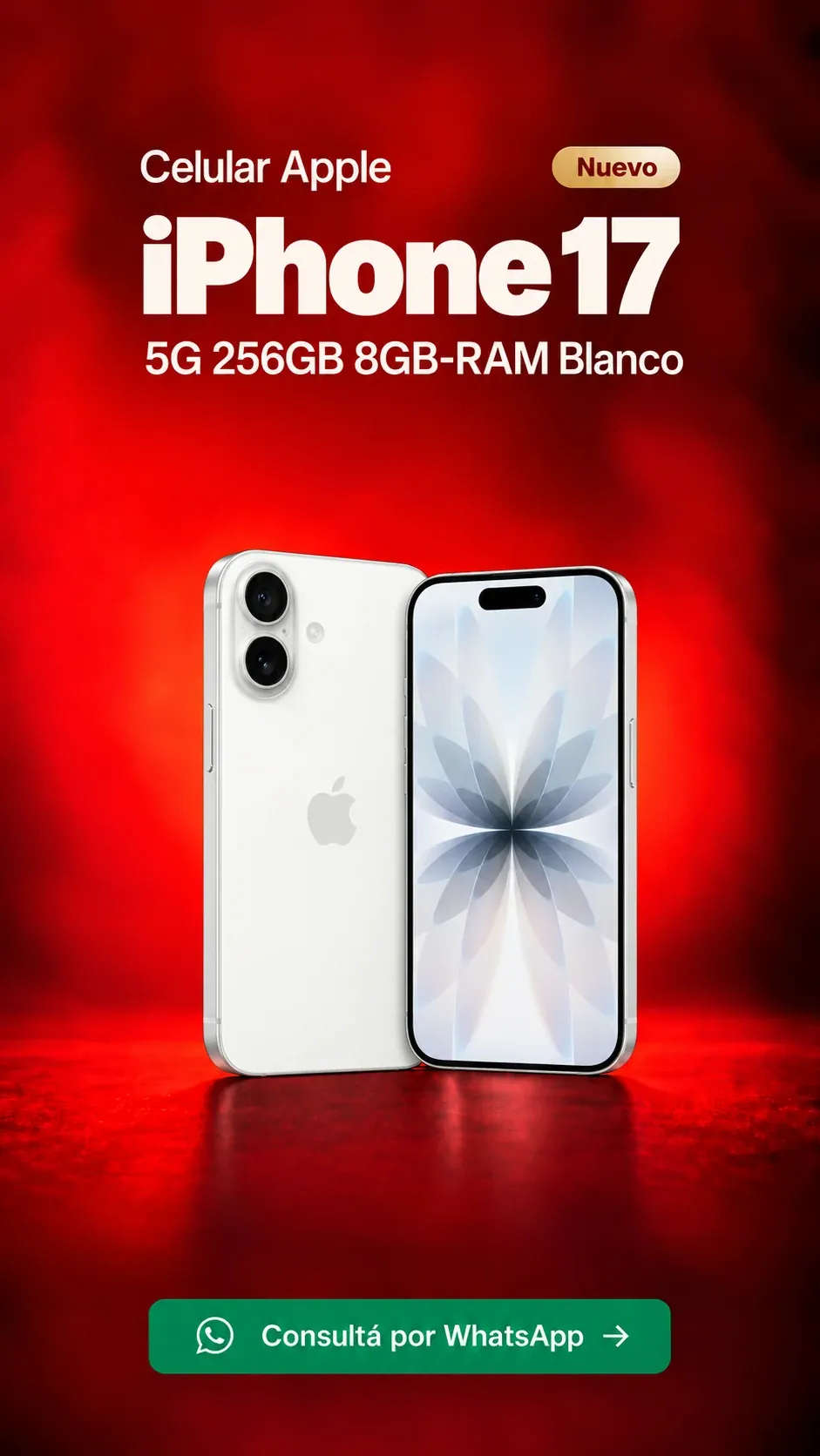 iPhone 17 5G 256GB 8GB RAM Blanco (nuevo) ₡484,900