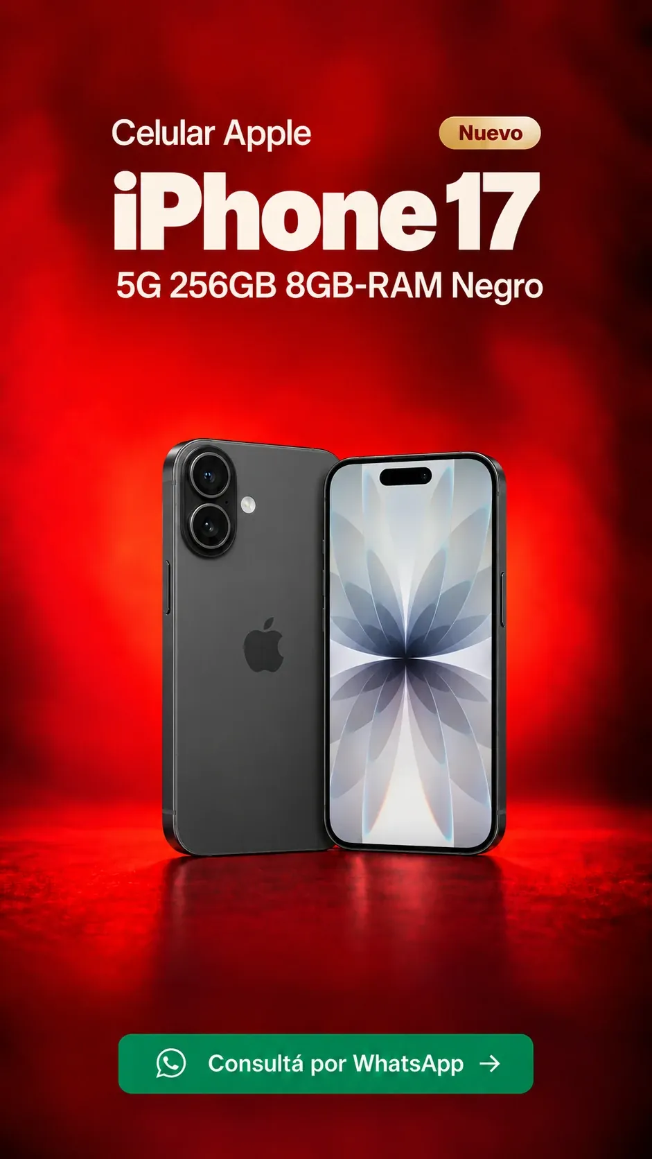 iPhone 17 5G 256GB 8GB RAM Negro (nuevo) ₡484,900
