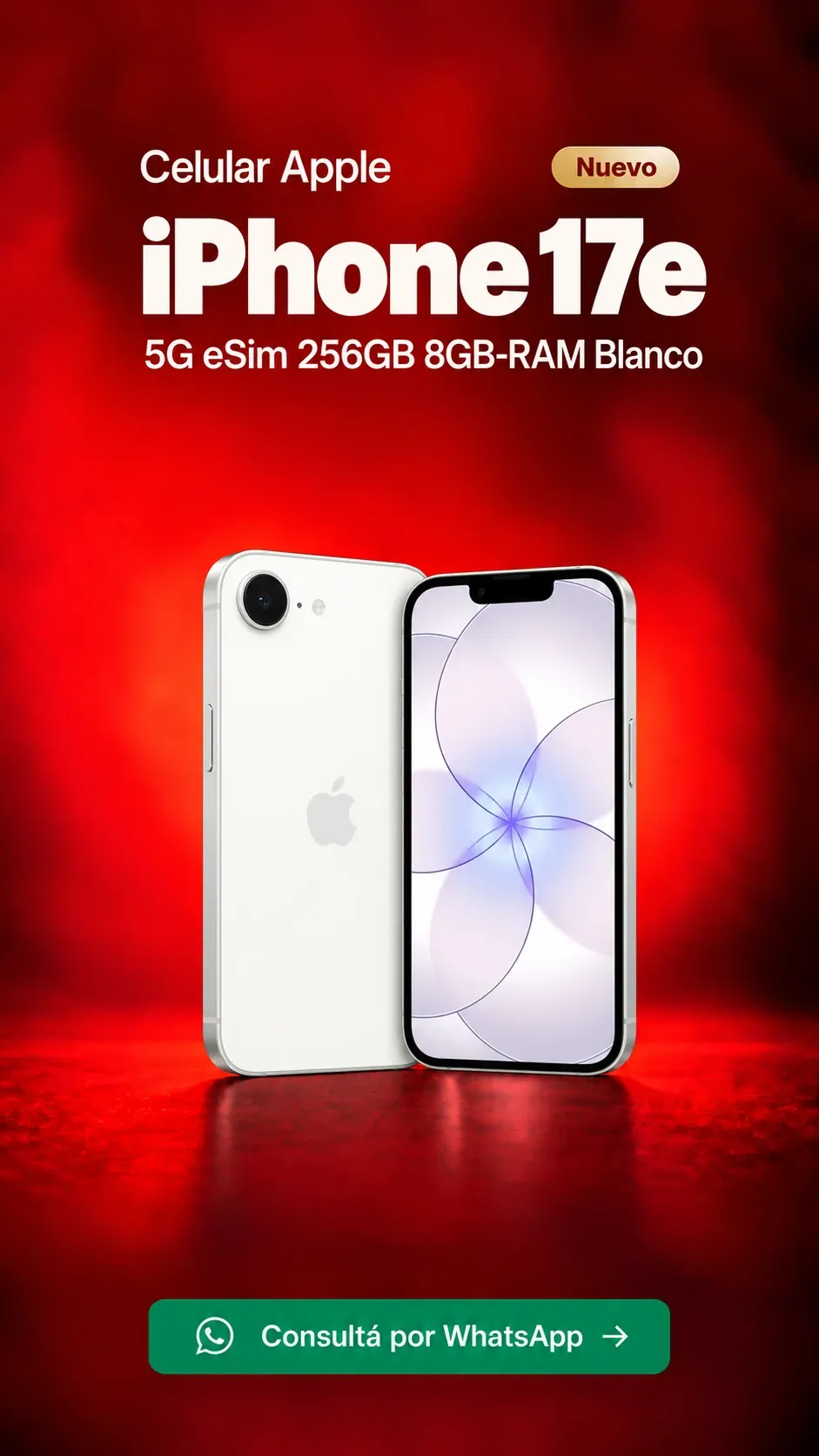 iPhone 17e 5G eSim 256GB 8GB RAM Blanco (nuevo) ₡369,900