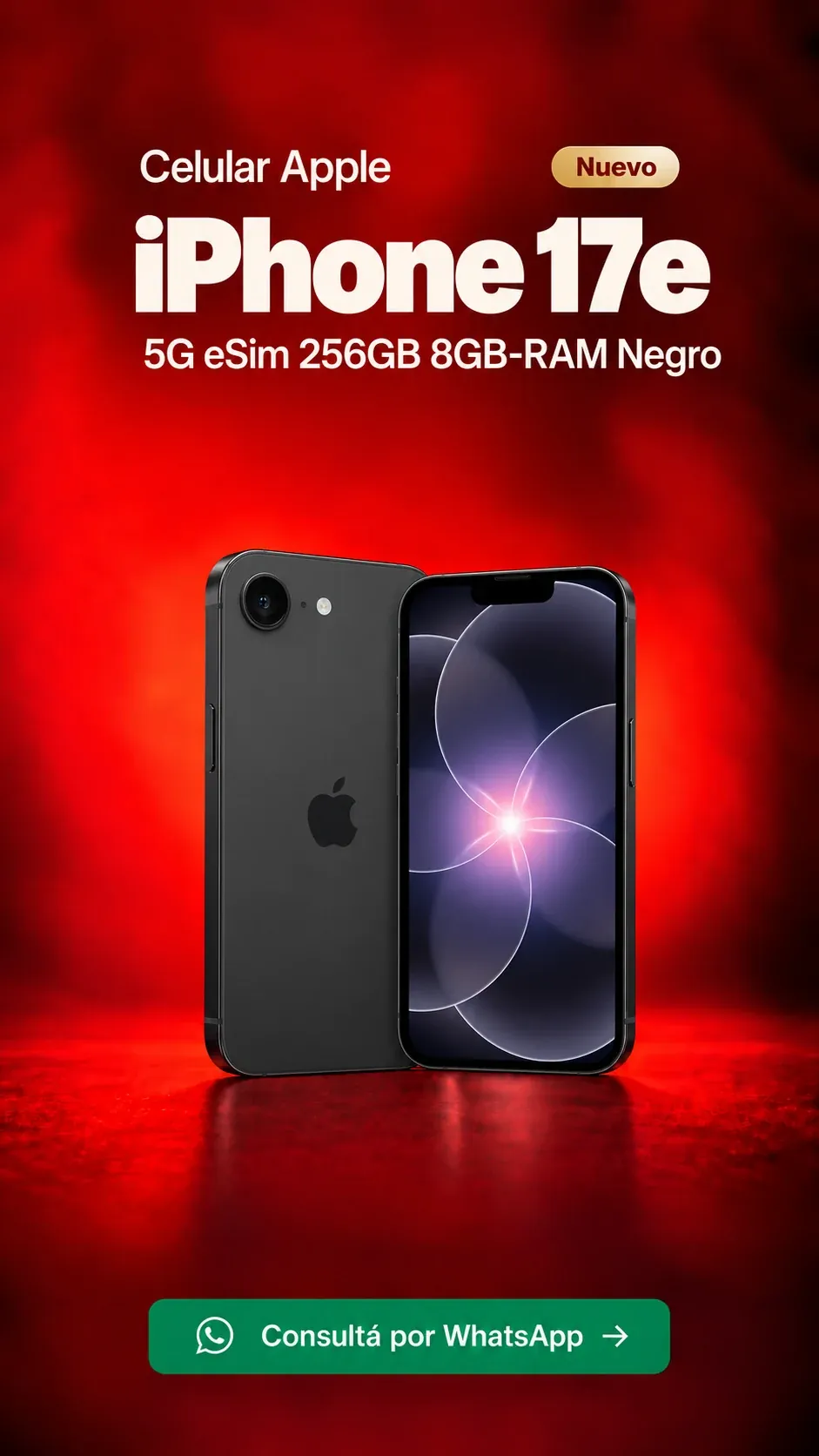 iPhone 17e 5G eSim 256GB 8GB RAM Negro (nuevo) ₡369,900