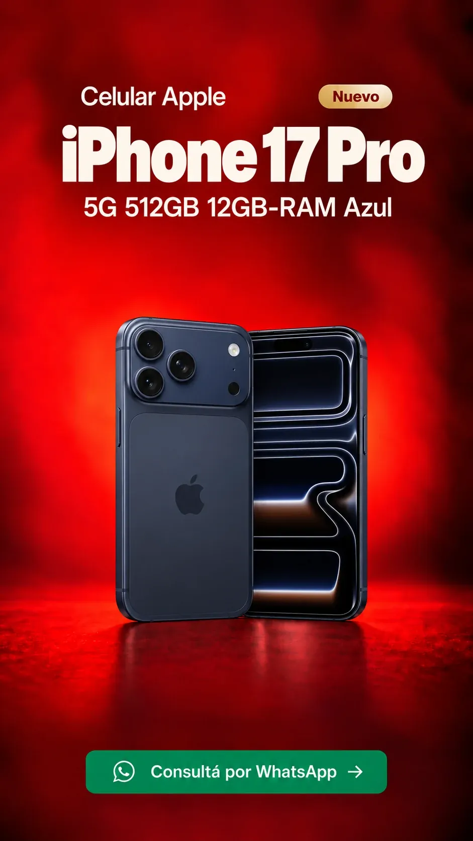 iPhone 17 Pro 5G 512GB 12GB RAM Azul (nuevo) ₡879,900