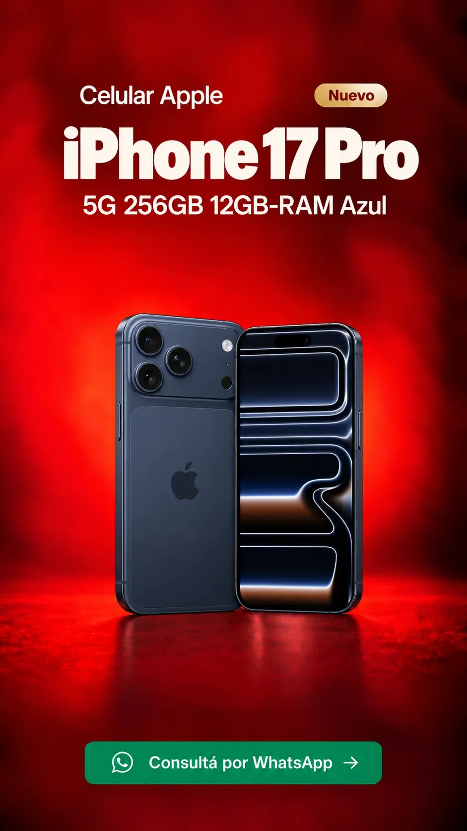 iPhone 17 Pro 5G 256GB 12GB RAM Azul (nuevo) ₡669,900